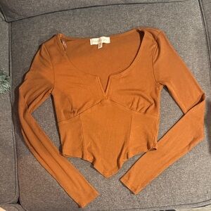 Madden Girl Copper Long Sleeve Crop Corset Top